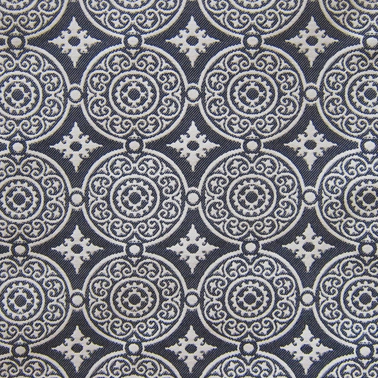 Glam Fabric Medallion Navy FRONT - Outdoor Upholstery Fabric