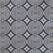 Load image into Gallery viewer, Glam Fabric Medallion Navy FRONT - Outdoor Upholstery Fabric