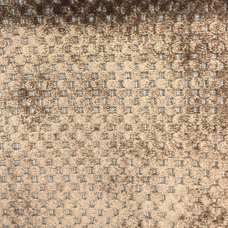 Glam Fabric Tartan Mocha  - Velvet Upholstery Fabric